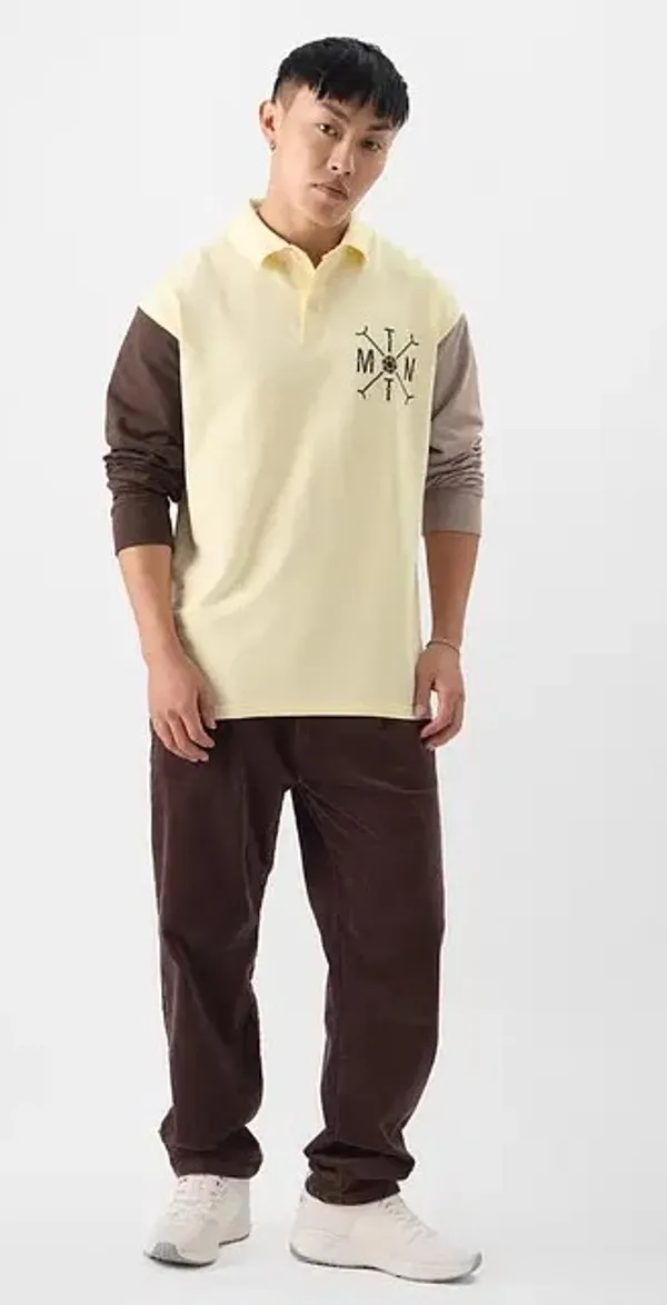 Yellow_Cotton_Oversized_Polo_T_Shirt_For_Men