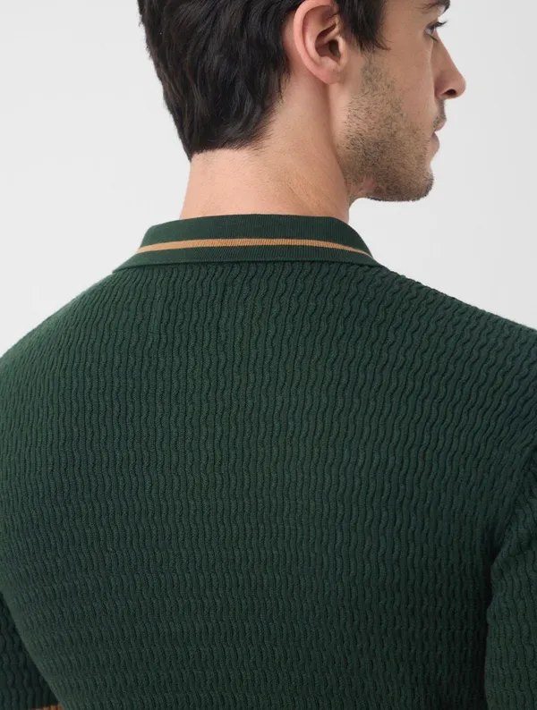 Dark_green_wuffle_fabric_polo_T-shirt