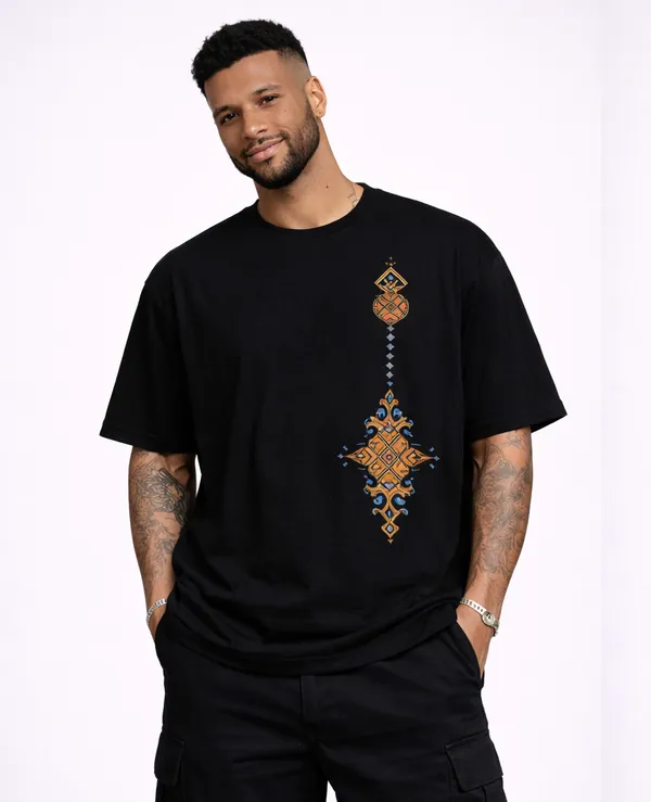 Black_Cotton_Arabic_Oversized_T-Shirt_For_Men