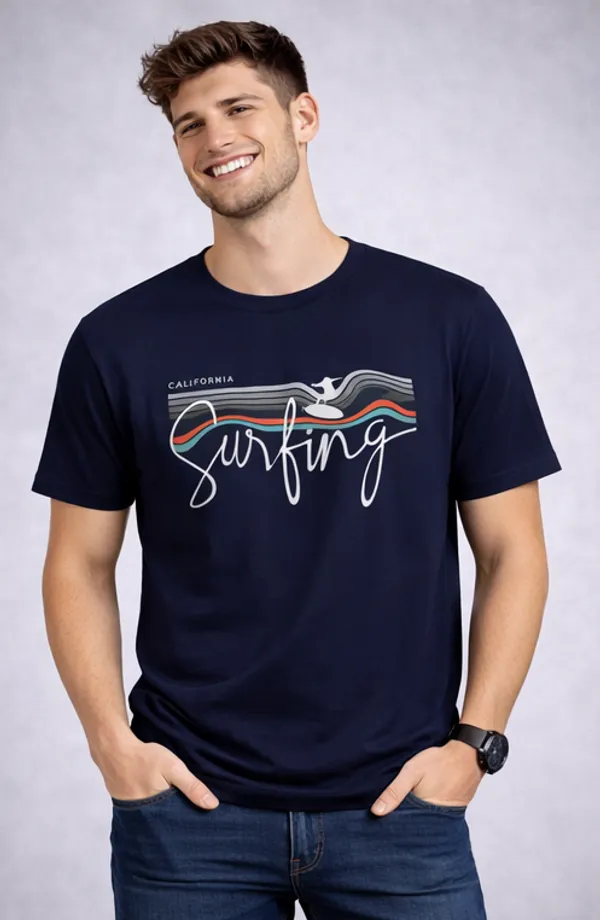 Navy_Blue_Cotton_Surfing_The_Ocean_T-Shirt_For_Men