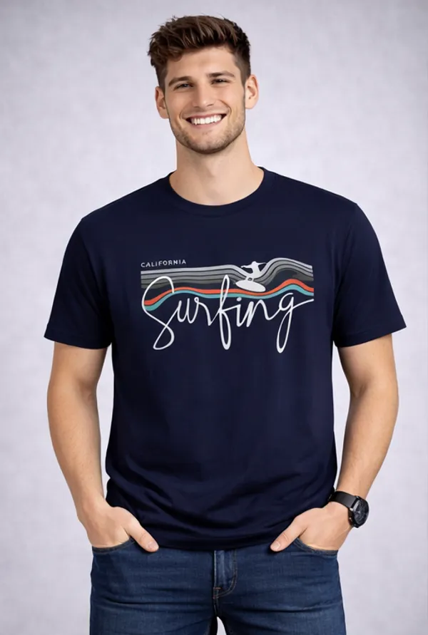 Navy_Blue_Cotton_Surfing_The_Ocean_T-Shirt_For_Men