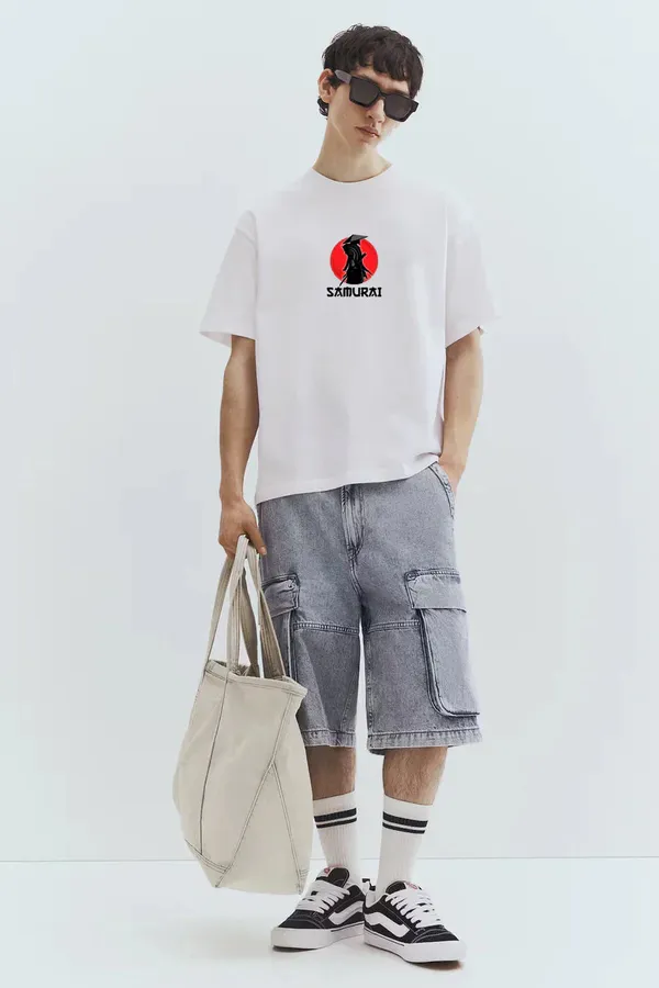 White_Cotton_Samurai_The_Warrior_Oversized_T-Shirt_For_Men