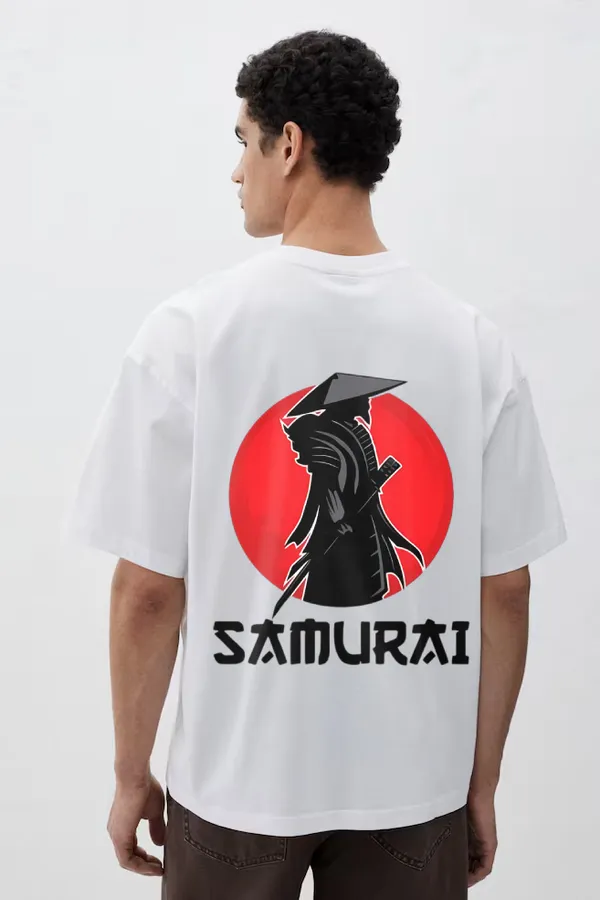 White_Cotton_Samurai_The_Warrior_Oversized_T-Shirt_For_Men