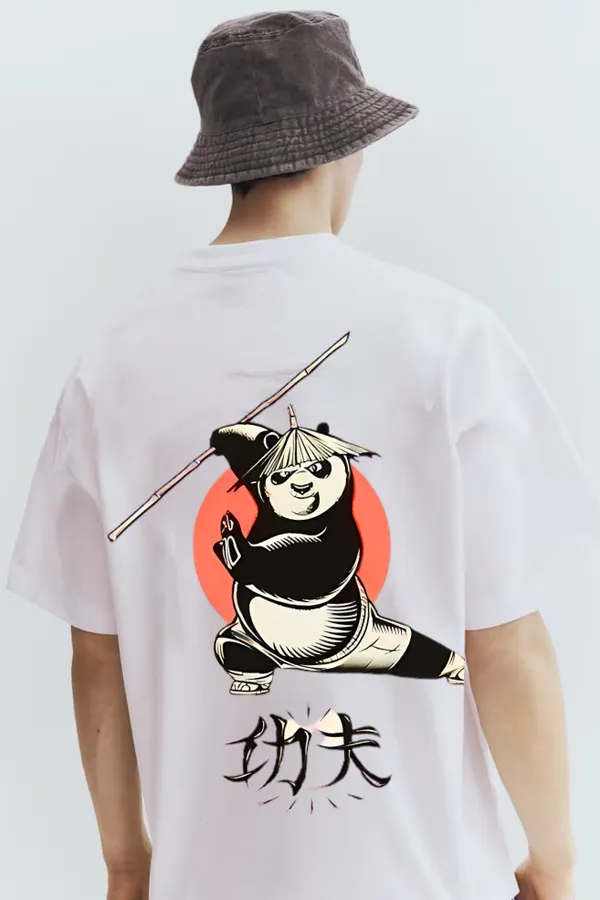 White_Cotton_Kung_Fu_Panda_Oversized_T-Shirt_For_Men