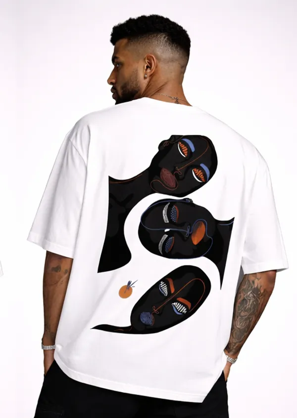 White_Cotton_3_Faces_Oversized_T-Shirt_For_Men