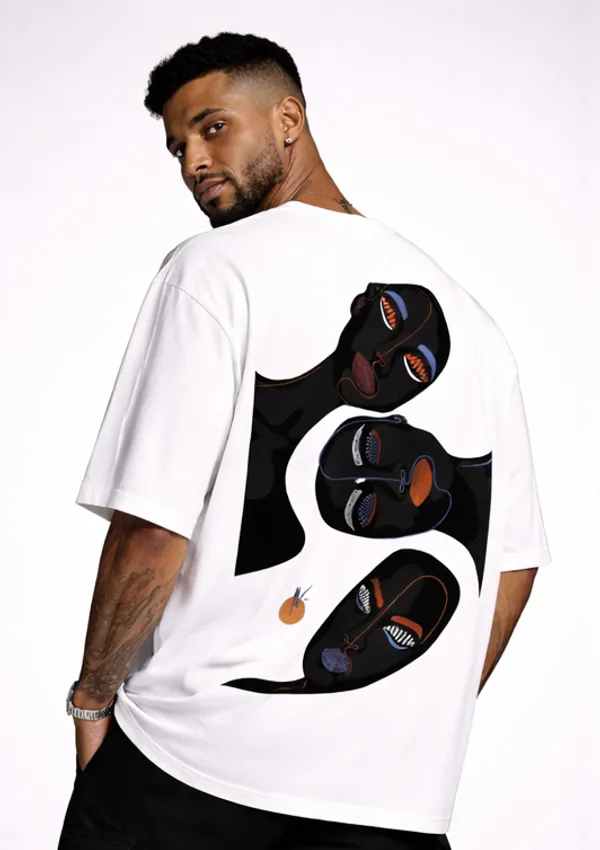White_Cotton_3_Faces_Oversized_T-Shirt_For_Men