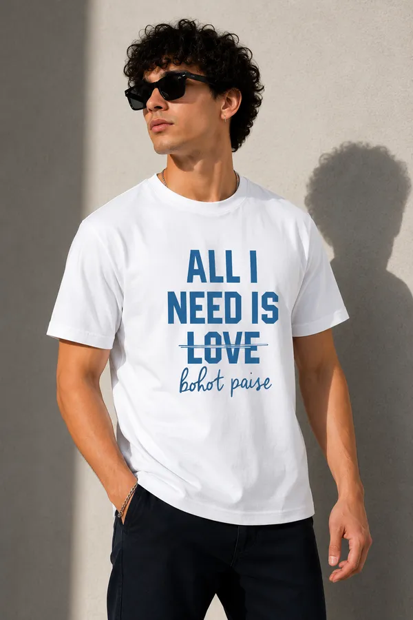 ALL_I_NEED_IS_LOVE_-_Bohot_Paise_Regular_Fit_T-Shirt