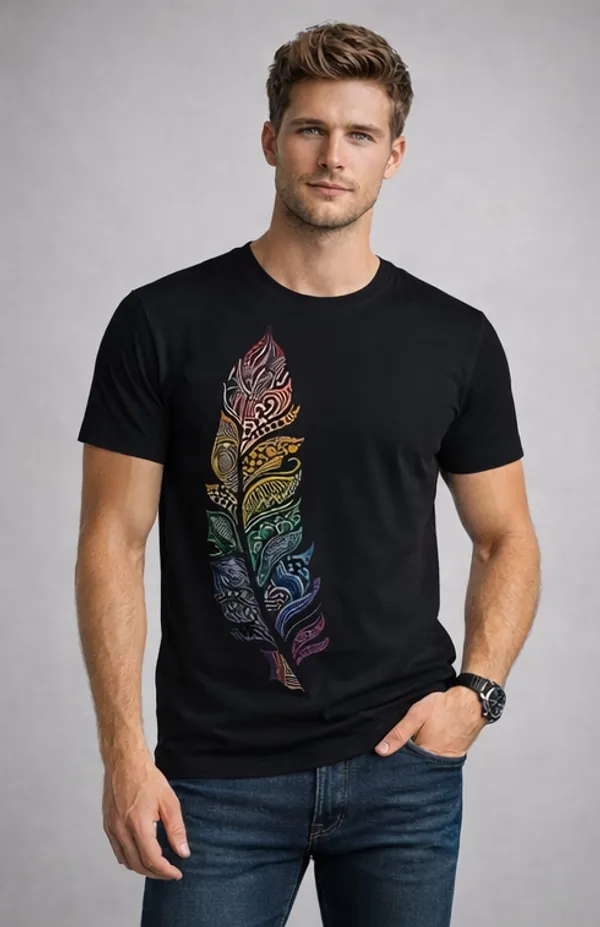 Black_Cotton_Feather_classic_fit_T-Shirt_For_Men