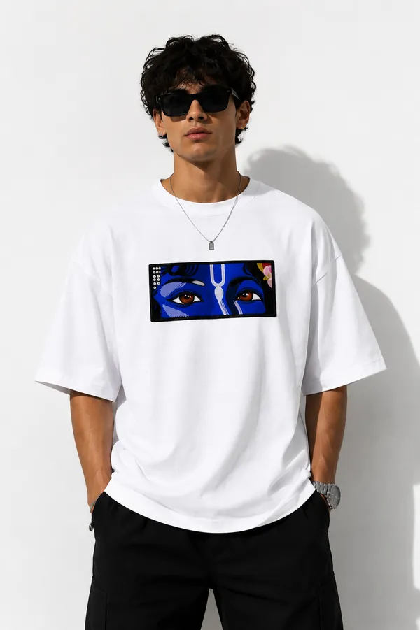 Krishna_Eyes_Oversized_T-Shirt_–_White