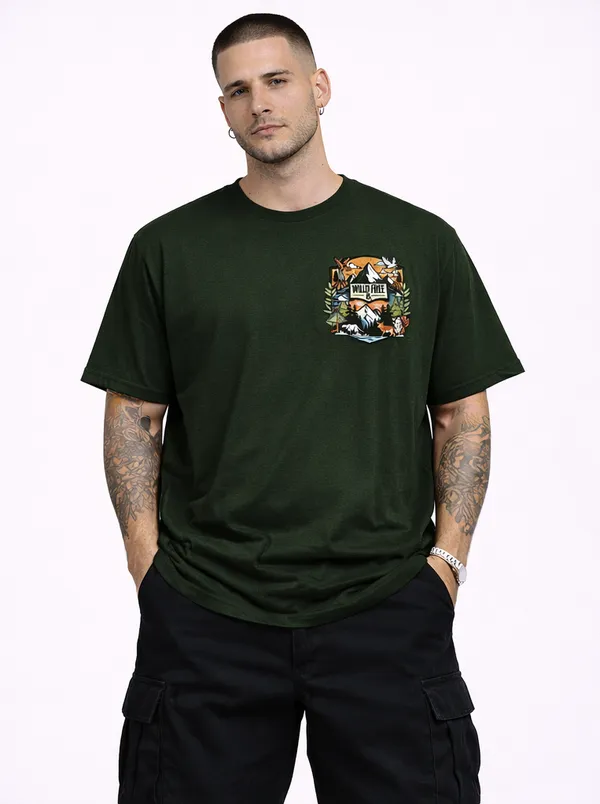 Dark_Green_Cotton_Wild_&_Free_Oversized_T-Shirt_For_Men