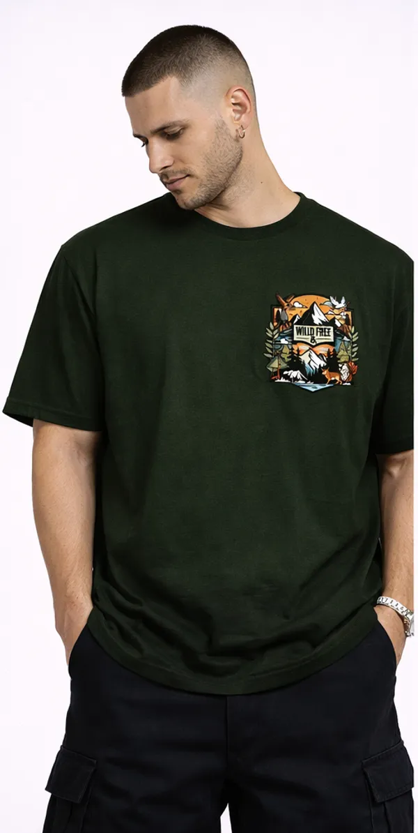 Dark_Green_Cotton_Wild_&_Free_Oversized_T-Shirt_For_Men
