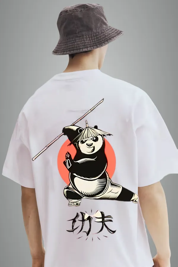 White_Cotton_Kung_Fu_Panda_Oversized_T-Shirt_For_Men