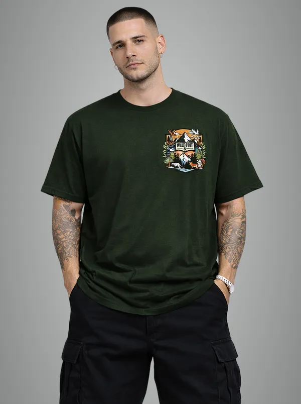 Dark_Green_Cotton_Wild_&_Free_Oversized_T-Shirt_For_Men