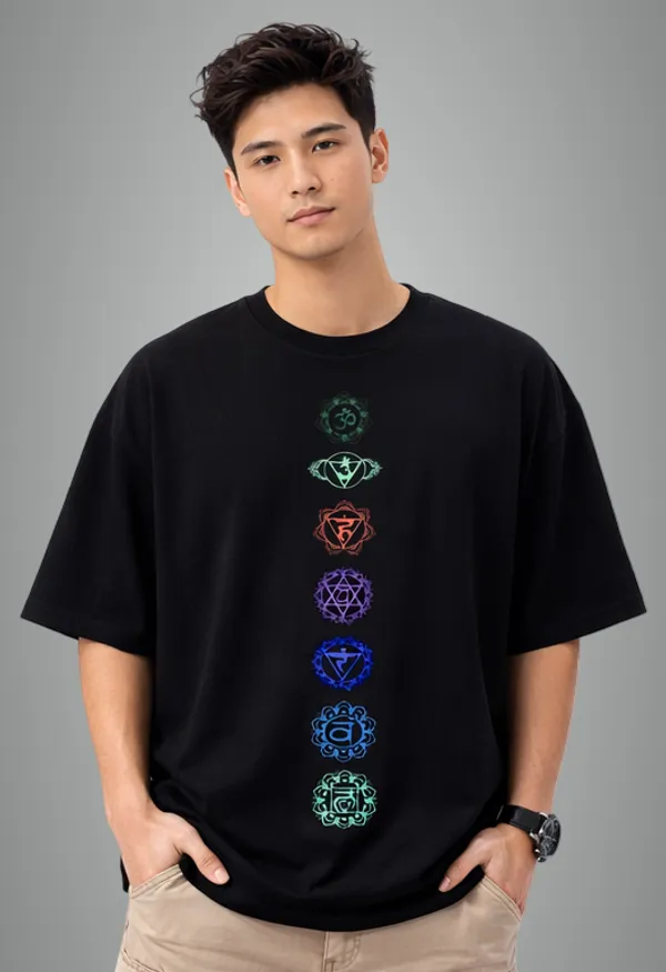 Black_Cotton_The_Seven_Chakras_Oversized_T-Shirt_For_Men