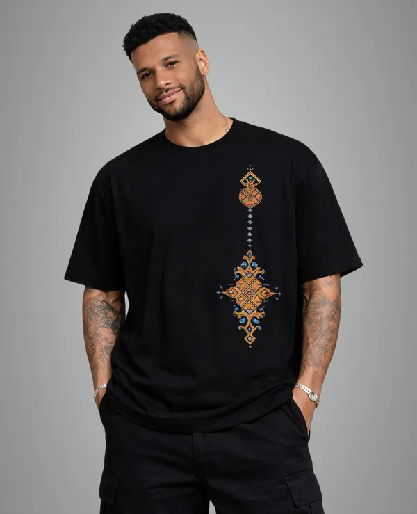 Black_Cotton_Arabic_Oversized_T-Shirt_For_Men