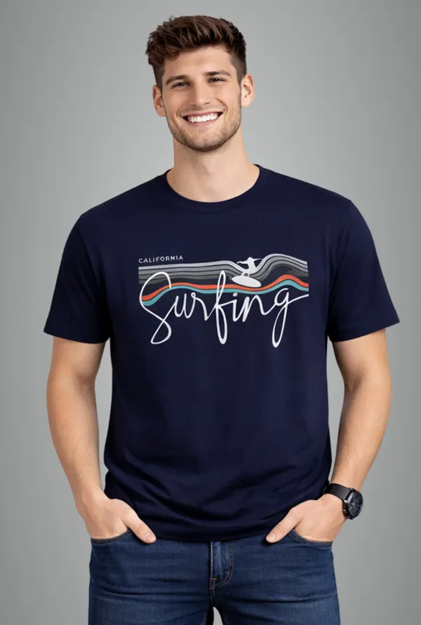 Navy_Blue_Cotton_Surfing_The_Ocean_T-Shirt_For_Men