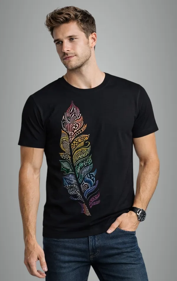Black_Cotton_Feather_classic_fit_T-Shirt_For_Men