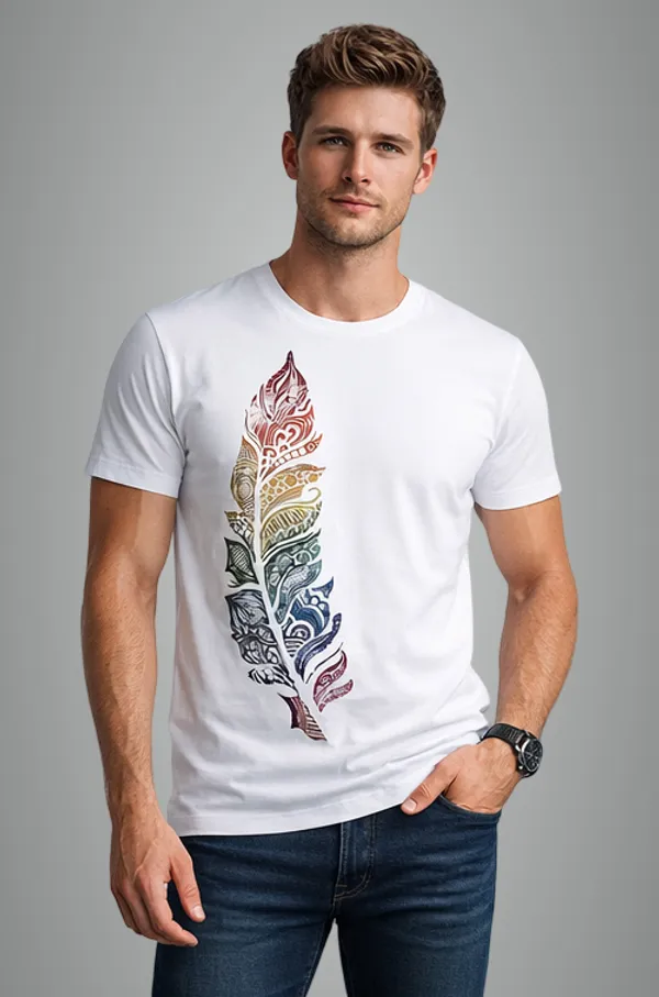 White_Cotton_Feather_Classic_fit_T-Shirt_For_Men