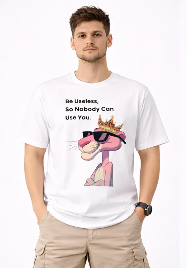 White_Cotton_Be_Useless_T-Shirt_For_Men