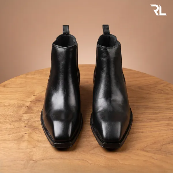Black_Italian_Genuine_Leather_Cuban_Heel_Chelsea_Boot