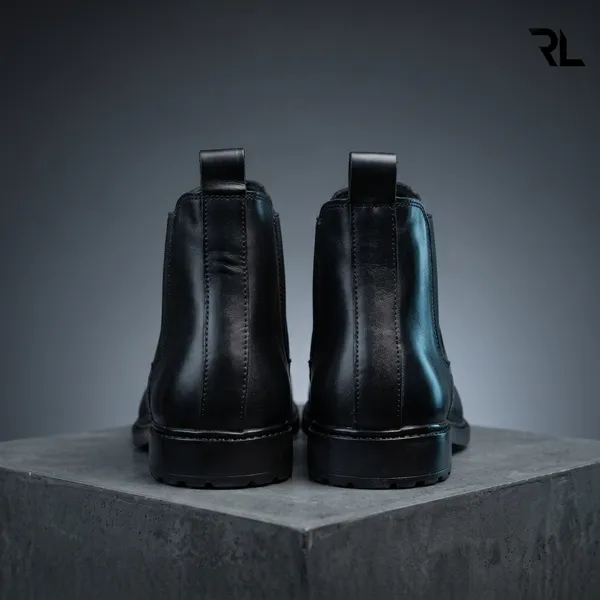 Men'S_Genuine_Leather_Chelsea_Boot_Round_Toe_Black
