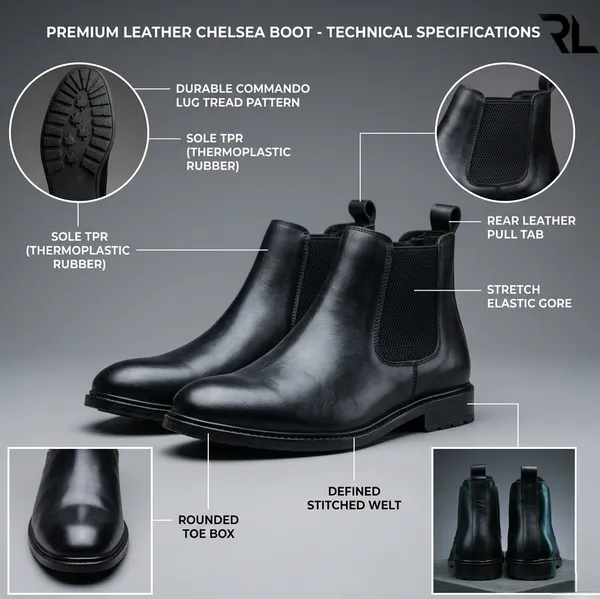 Men'S_Genuine_Leather_Chelsea_Boot_Round_Toe_Black