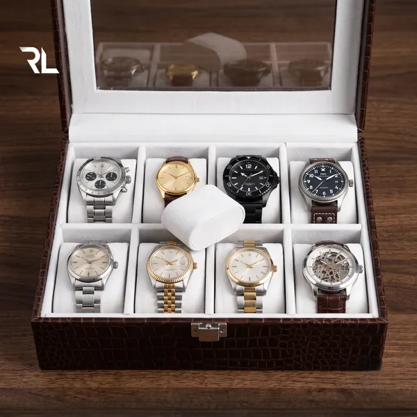 Leather_Watch_Box_Organizer_for_Men_–_Luxury_Top-Grain_Crocodile_Print_Leather_Art_No_5003