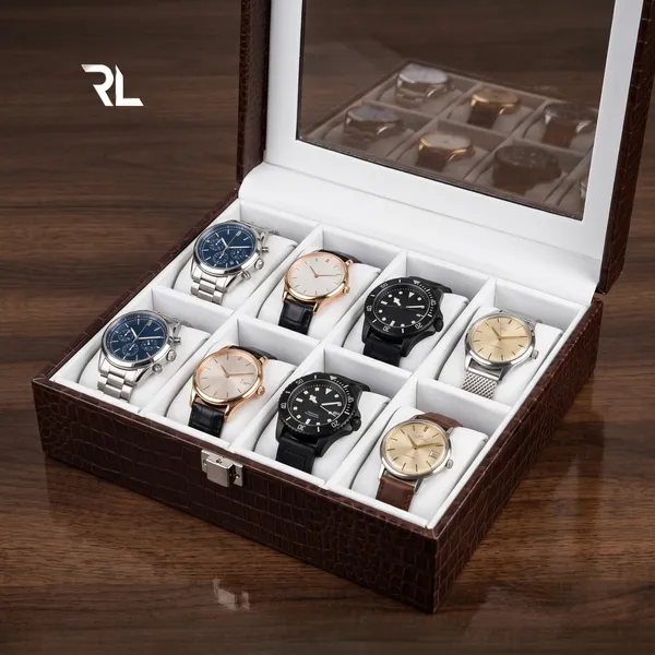 Leather_Watch_Box_Organizer_for_Men_–_Luxury_Top-Grain_Crocodile_Print_Leather_Art_No_5003