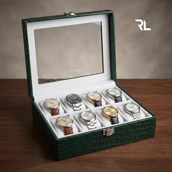 Leather_Watch_Box_Organizer_for_Men_–_Luxury_Top-Grain_Crocodile_Print_Leather_Art_No_5003