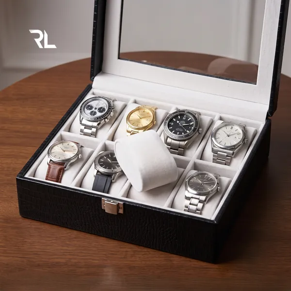 Leather_Watch_Box_Organizer_for_Men_–_Luxury_Top-Grain_Crocodile_Print_Leather_Art_No_5003