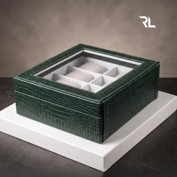 Leather_Watch_Box_Organizer_for_Men_–_Luxury_Top-Grain_Crocodile_Print_Leather_Art_No_5003