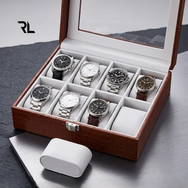 Leather_Watch_Box_Organizer_for_Men_–_Luxury_Top-Grain_Crocodile_Print_Leather_Art_No_5003