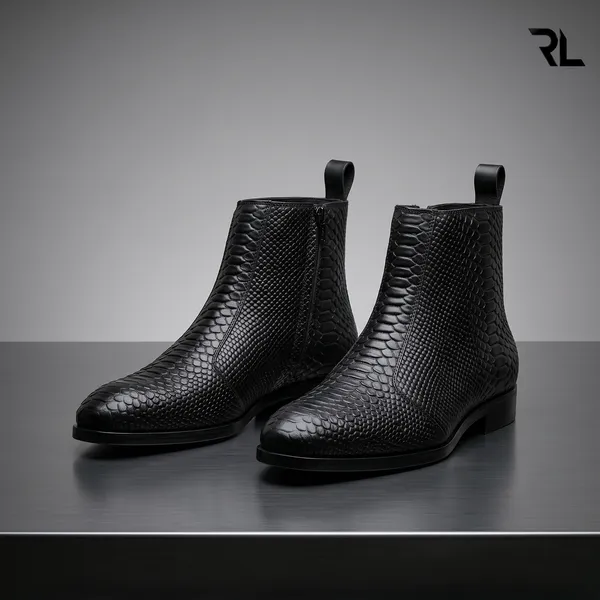 Italian_Inspired_Toe_Croco_Print_Chelsea_Boot_Sidezip_Black