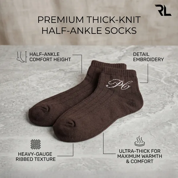 S002_-_Thick_Casual_Ankle_Socks_-_Brown_(1_Pair)