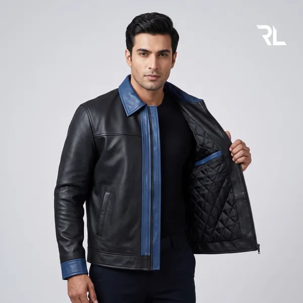 The_Cobalt_Contrast_Leather_Jacket_–_Black_&_Royal_Blue_|_Art_No:_9025
