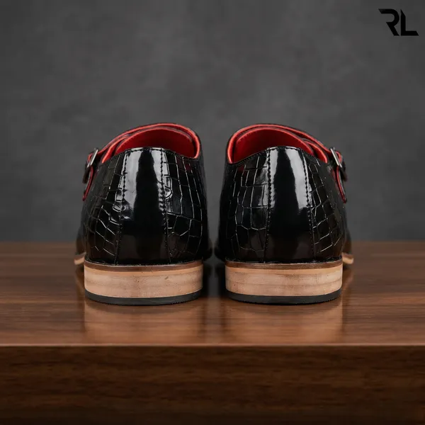 The_Executive_Monk_Strap:_Black_Alligator-Textured_Patent_Leather_Dress_Shoe_|_Art_No_3001