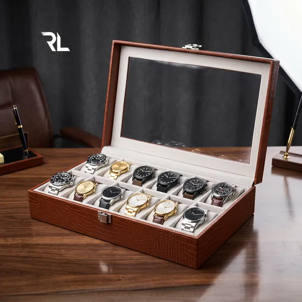 The_Monarch_12-Slot_Watch_Box_|_Crocodile-Print_Leather_&_Solid_Wood_Core_|_Art_No_5001