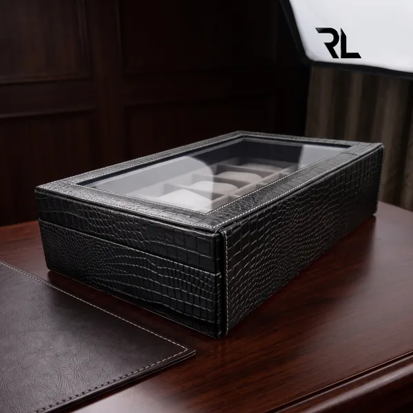 The_Monarch_12-Slot_Watch_Box_|_Crocodile-Print_Leather_&_Solid_Wood_Core_|_Art_No_5001