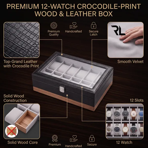 The_Monarch_12-Slot_Watch_Box_|_Crocodile-Print_Leather_&_Solid_Wood_Core_|_Art_No_5001