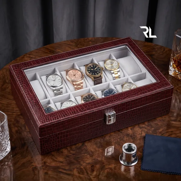 The_Monarch_12-Slot_Watch_Box_|_Crocodile-Print_Leather_&_Solid_Wood_Core_|_Art_No_5001