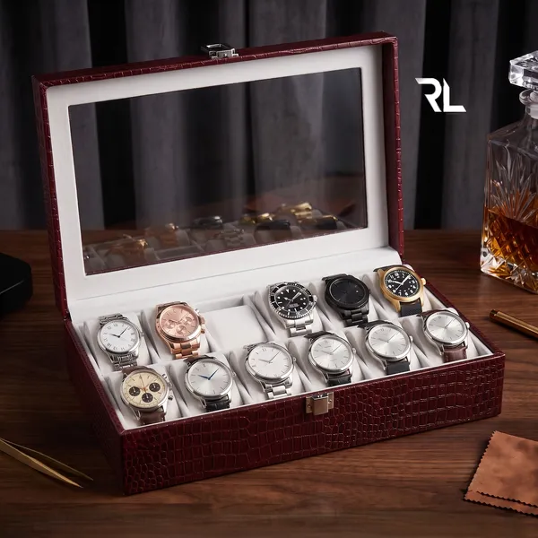 The_Monarch_12-Slot_Watch_Box_|_Crocodile-Print_Leather_&_Solid_Wood_Core_|_Art_No_5001