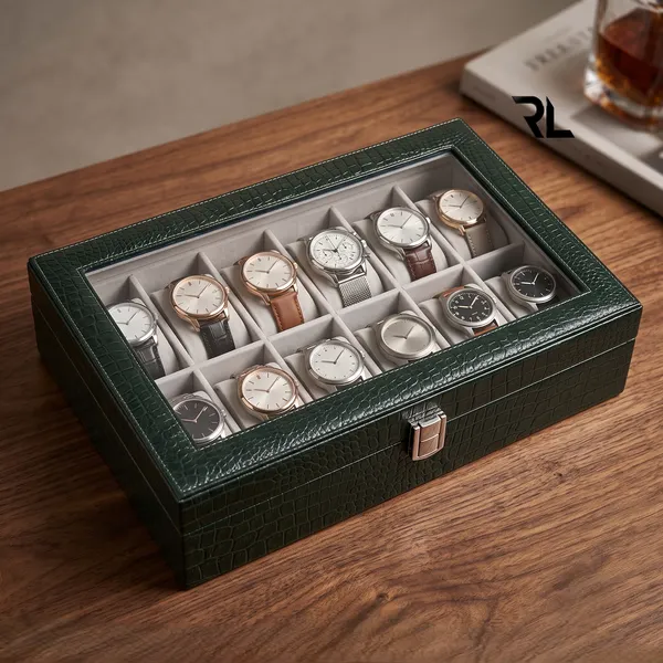 The_Monarch_12-Slot_Watch_Box_|_Crocodile-Print_Leather_&_Solid_Wood_Core__|_Art_No_5001