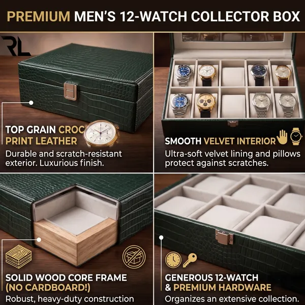 The_Monarch_12-Slot_Watch_Box_|_Crocodile-Print_Leather_&_Solid_Wood_Core__|_Art_No_5001