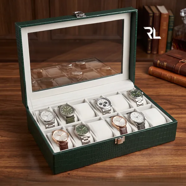 The_Monarch_12-Slot_Watch_Box_|_Crocodile-Print_Leather_&_Solid_Wood_Core__|_Art_No_5001