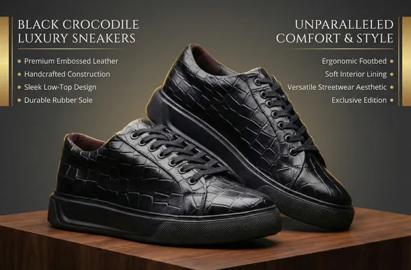 Voguish_Croco_Print_Luxury_Sneaker_Extra_Light_Sole_Black