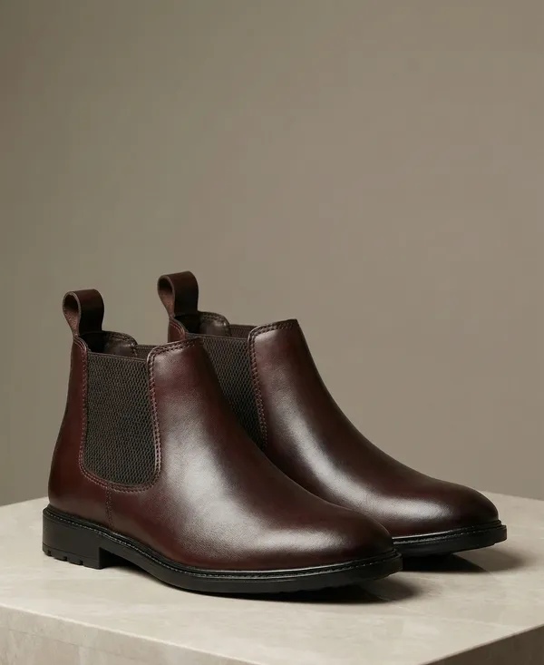 Men'S_Genuine_Leather_Chelsea_Boot_Round_Toe_Brown
