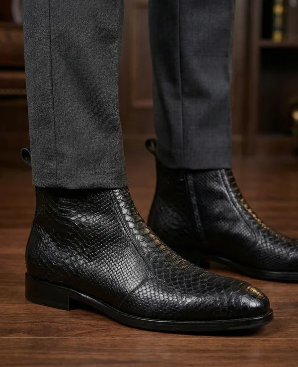 Italian_Inspired_Toe_Croco_Print_Chelsea_Boot_Sidezip_Black