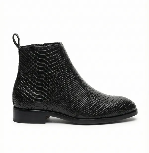 Italian_Inspired_Toe_Croco_Print_Chelsea_Boot_Sidezip_Black