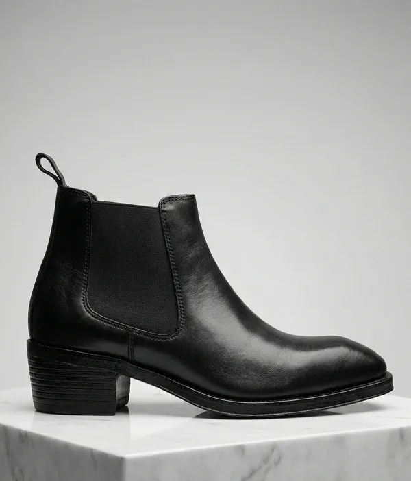 Black_Italian_Genuine_Leather_Cuban_Heel_Chelsea_Boot