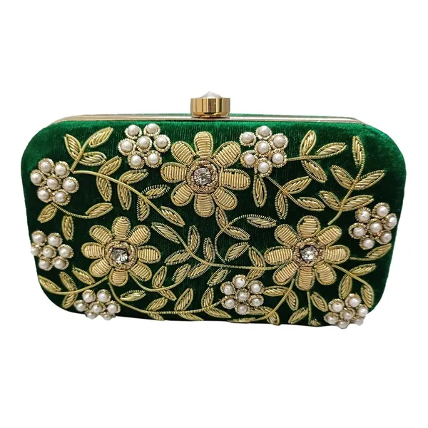 Green_velvet_Premium_Clutch_For_Women_with_zari_work